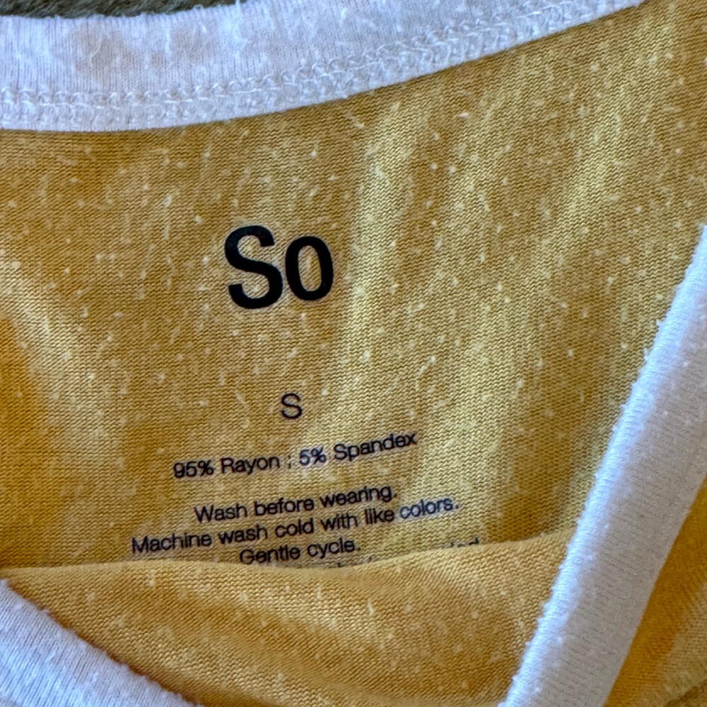 Yellow and white T shirt